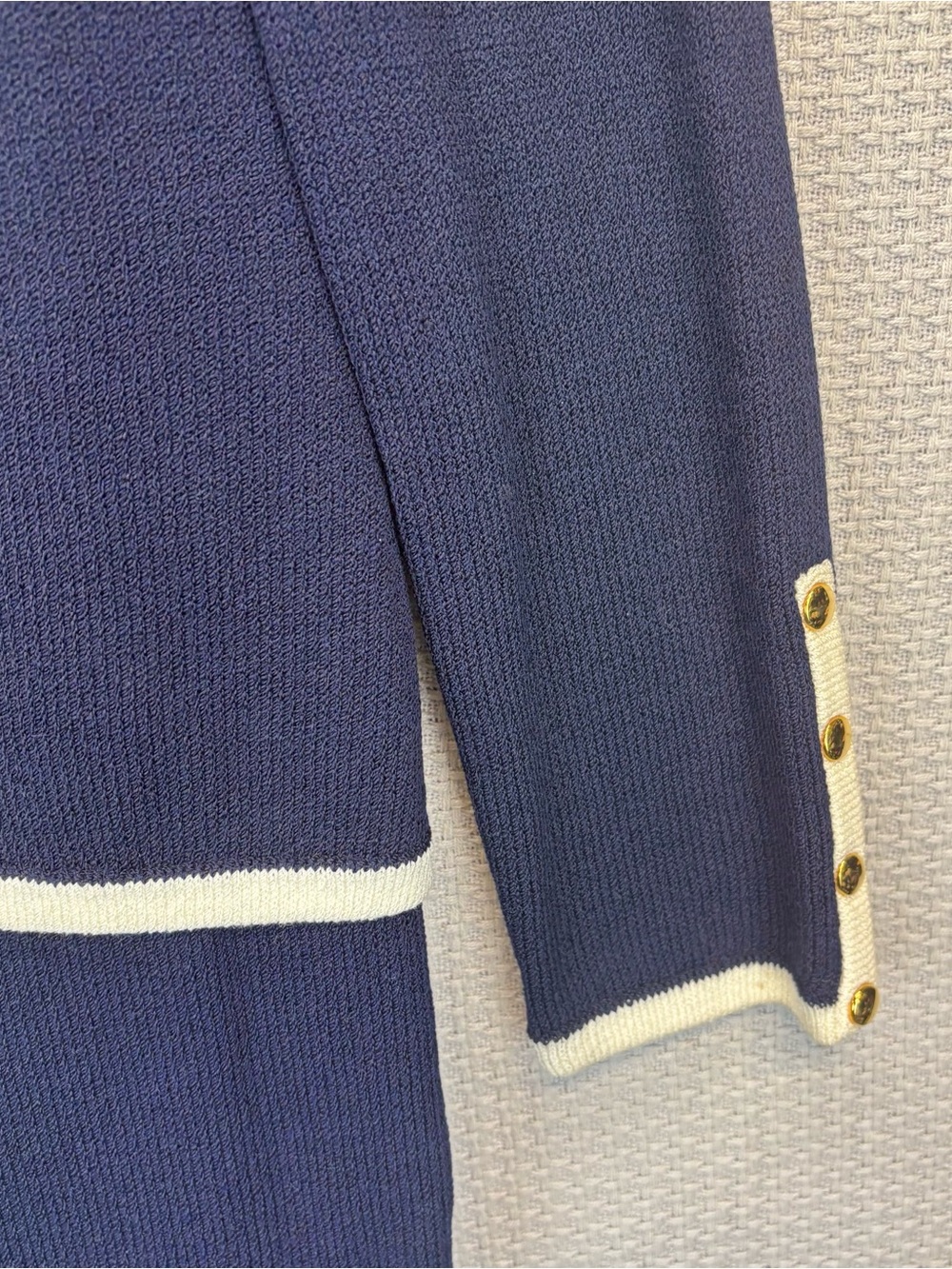 Vintage St John Navy Blue Skirt Suit Set Sz 4 Nautical Old Money Gold Buttons - Picture 5 of 16
